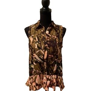 Catherine Catherine Malandrino Flounce Hem Sleeveless Blouse Small NWT